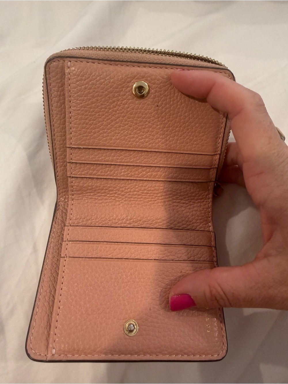 Tory Burch Pink Pebbled Leather Zip Wallet - Picture 3 of 4
